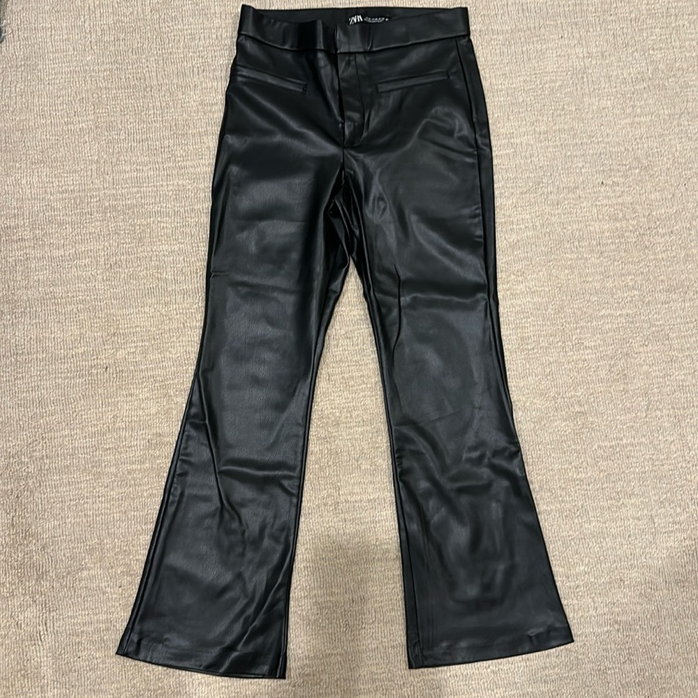 Zara flare leather pants